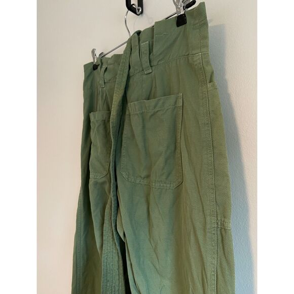 A.L.C Women's Green Textured Pocketed High Waisted Straight leg Cargo - Picture 7 of 8